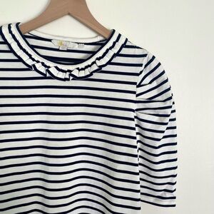 Boden Striped Ruffle Collar Top